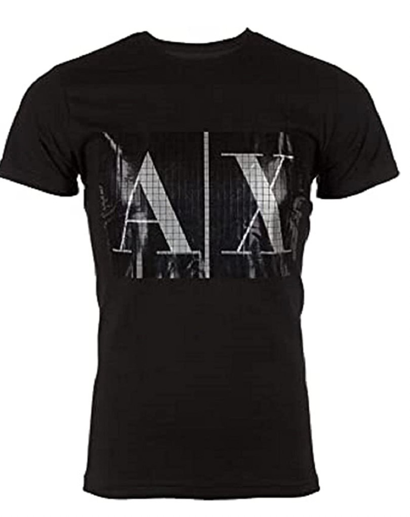 $50 ARMANI EXCHANGE Black BOX LOGO Short Sleeve Slim Fit Designer T-shirt NWT gallery
