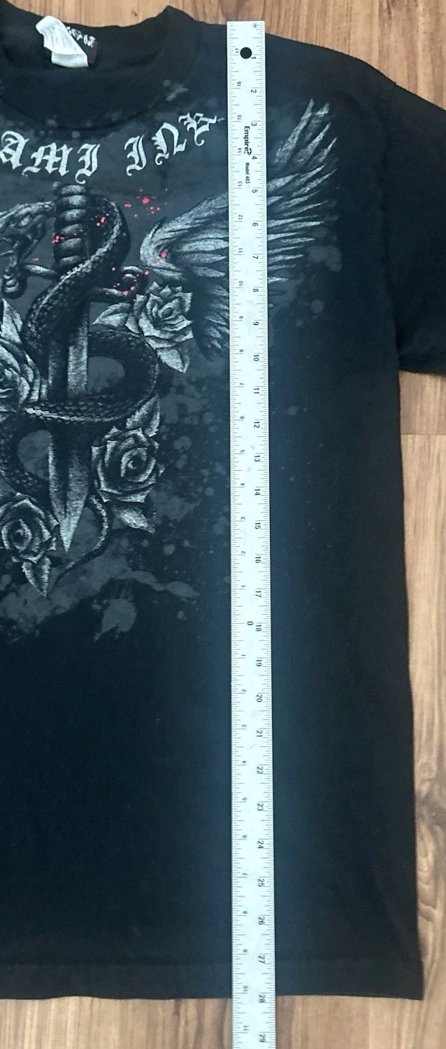 Vintage Y2K Miami Ink Snake & Dagger T Shirt Men’s Large Affliction Style Black gallery