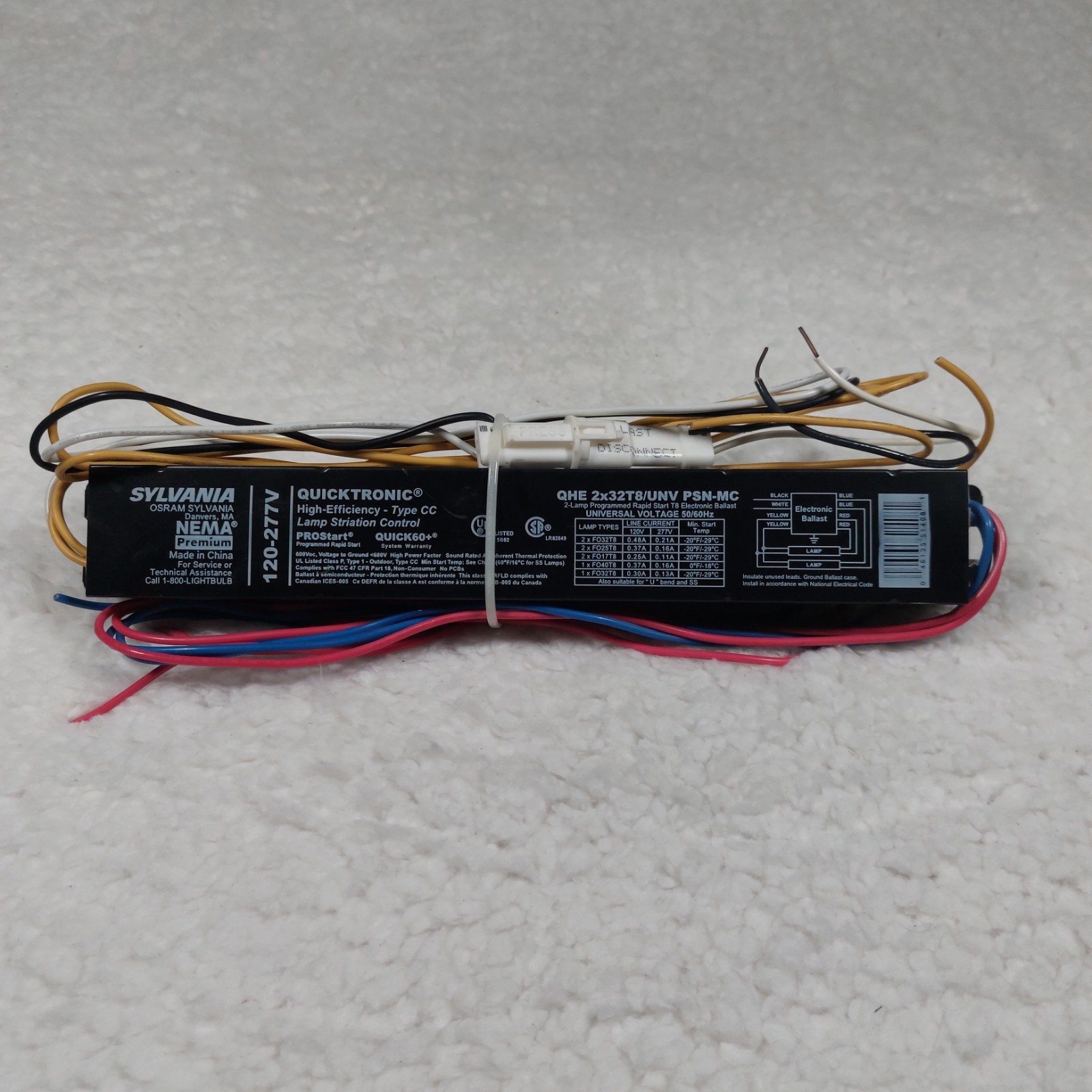 Sylvania QHE 2x32T8/UNV PSN-MC 120-277V 2 T8 Lamp Ballast – New With Shelf Wear