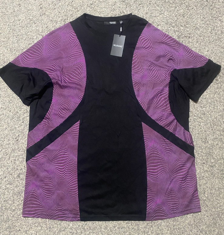 NWT- Murano Men's 3XT Stretch Short Sleeve T.Shirt Black Purple Liquid Luxury gallery