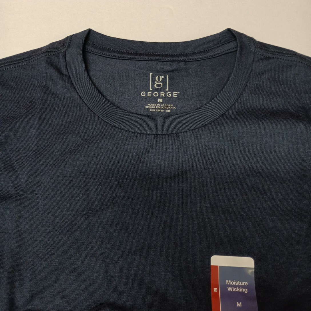 George Men's T-Shirt Short Sleeve Size M Medium Navy Blue Moisture Wicking gallery