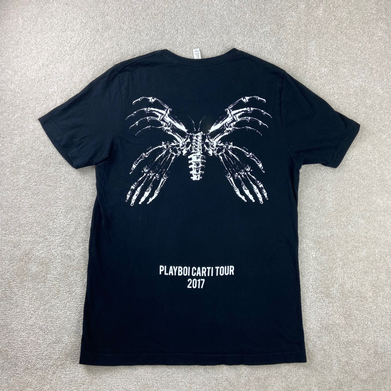 Playboi Carti Tour 2017 T-Shirt Men Large Black Skeleton Butterfly Graphic Tee gallery