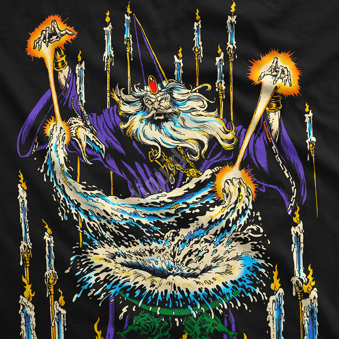 WIZARD-Big Print 2 SD T-SHIRT S,M,L,XL,XXL LIQUID BLUE Merlin,Potter,Necromancer gallery