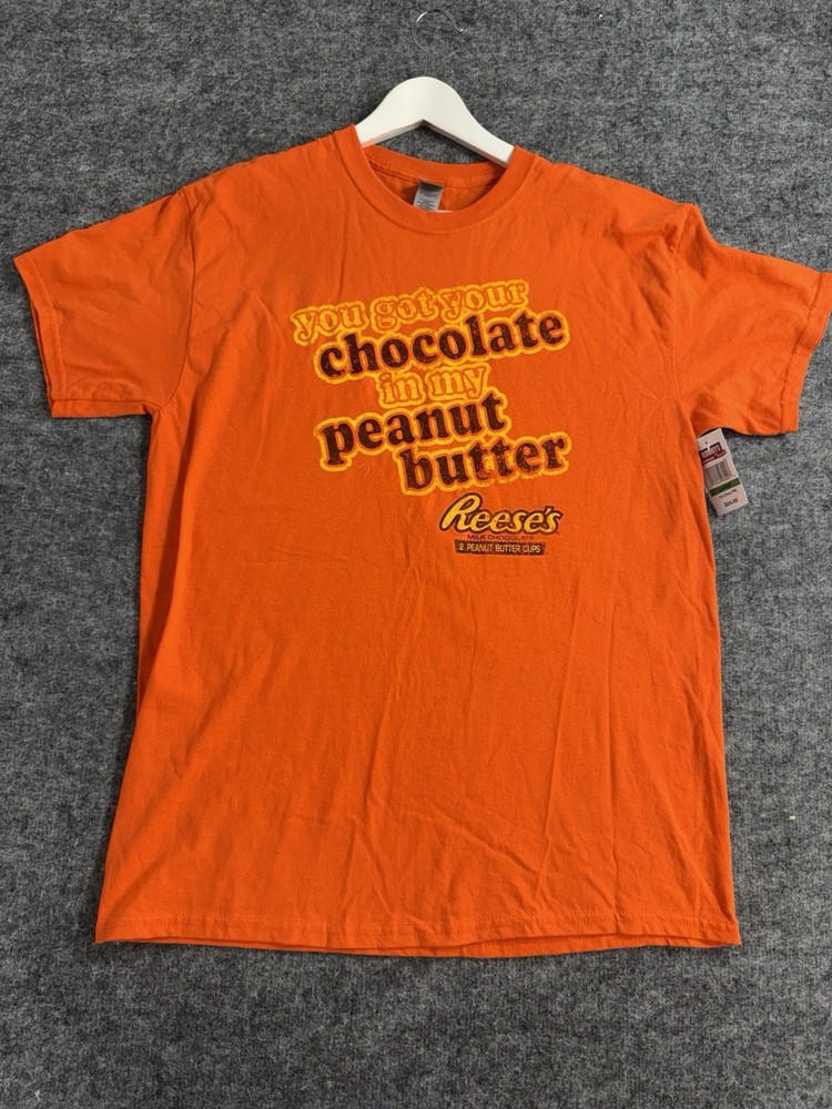 Hershey’s Chocolate World Reese’s Shirt Mens Large Orange Peanut Butter N135