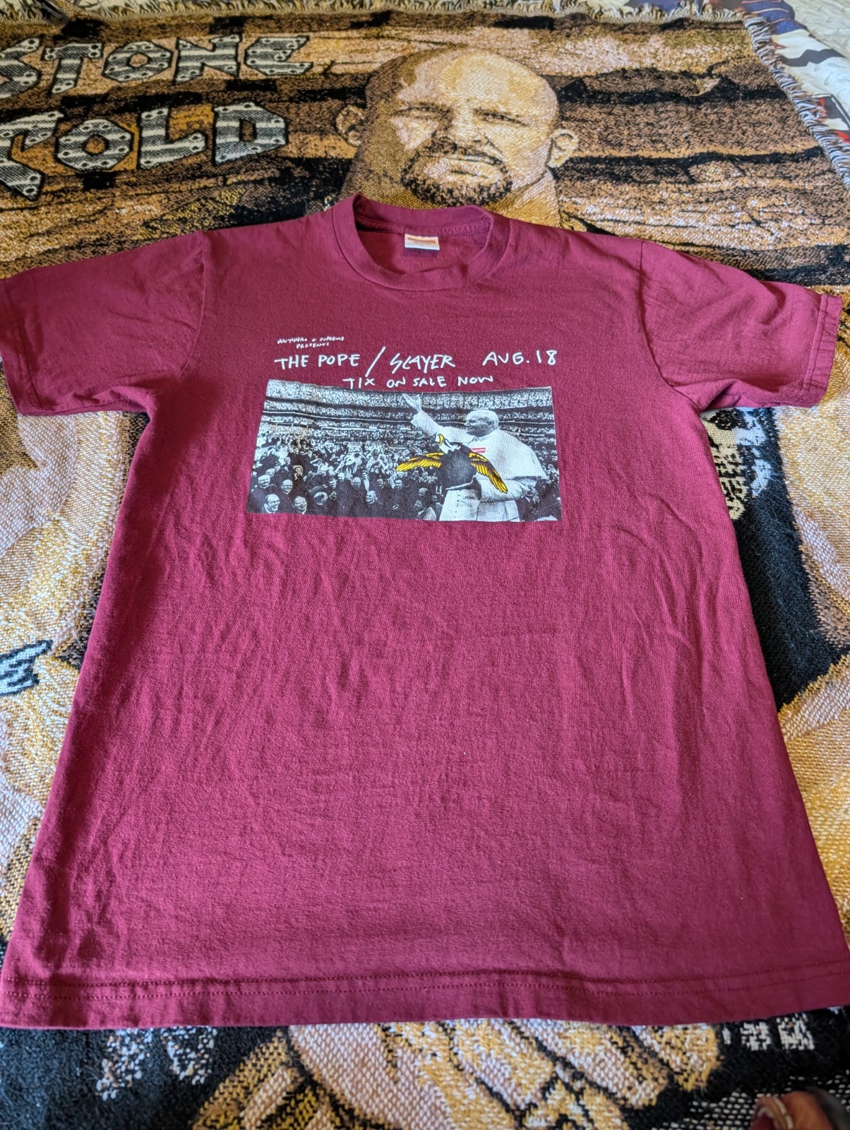 Supreme Anti Hero The Pope Slayer T-Shirt Burgundy Medium M SS16 2016 gallery