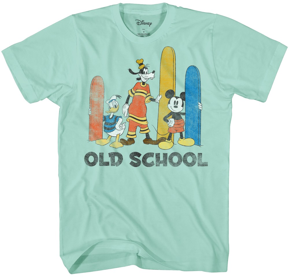 Disney Mickey Goofy Donald Old School Men’s Mint Green T-Shirt