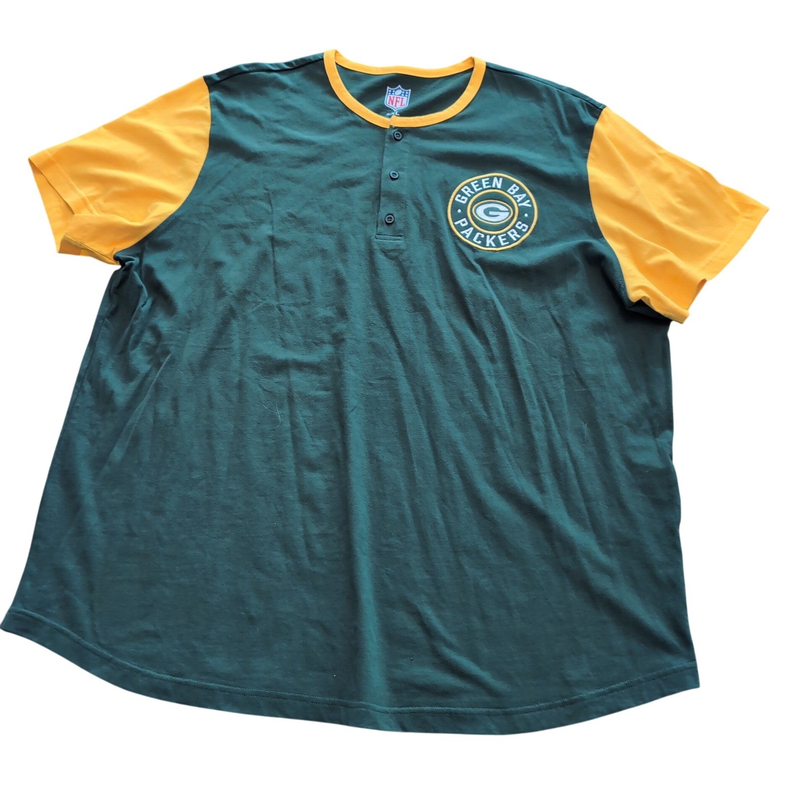 NFL Green Bay Packers Henley Shirt Mens 3XL G-III Green Gold Colorblock Cotton gallery