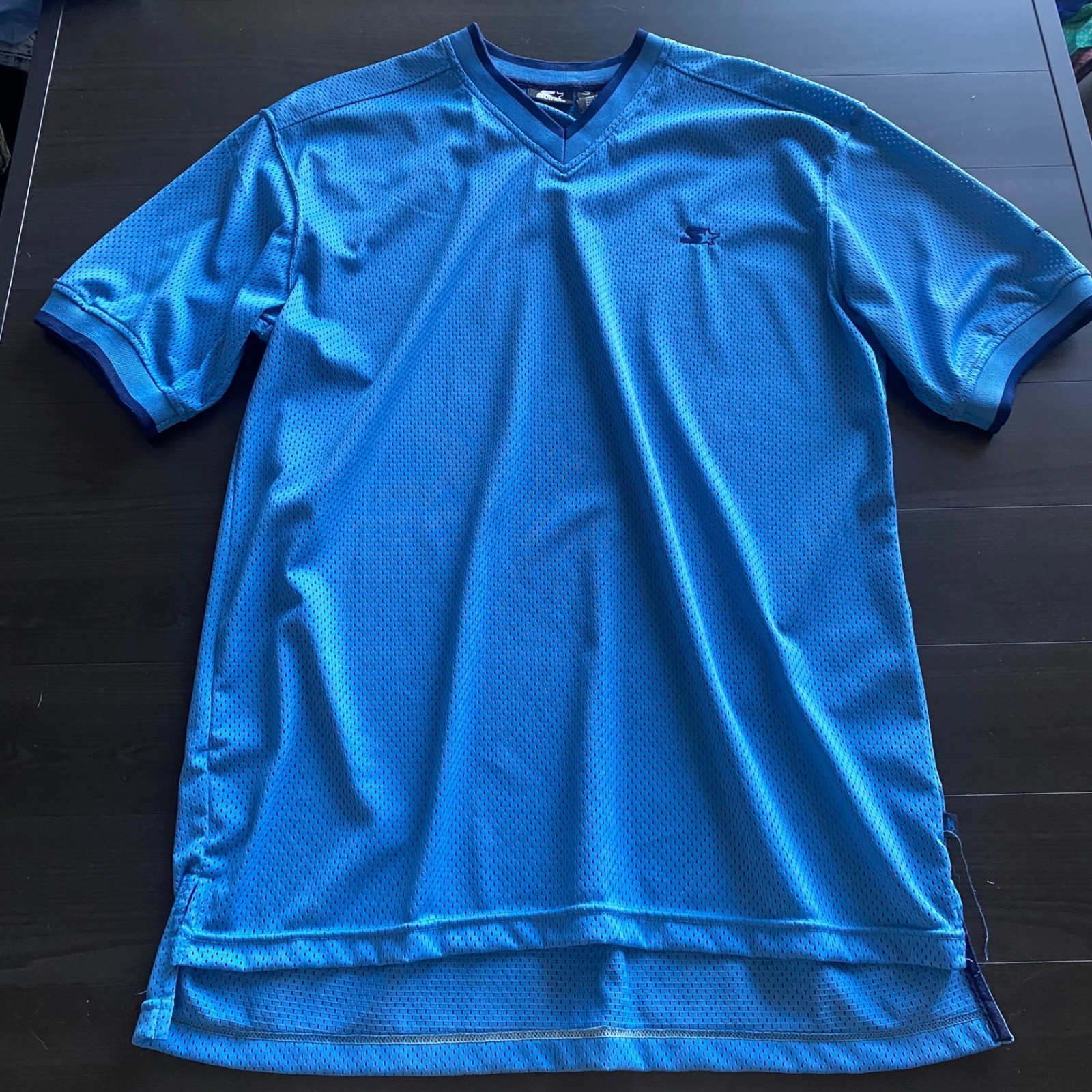 Starter Shirt Medium Vintage Mens Blue Mesh V-Neck Athletic Jersey Sportswear gallery