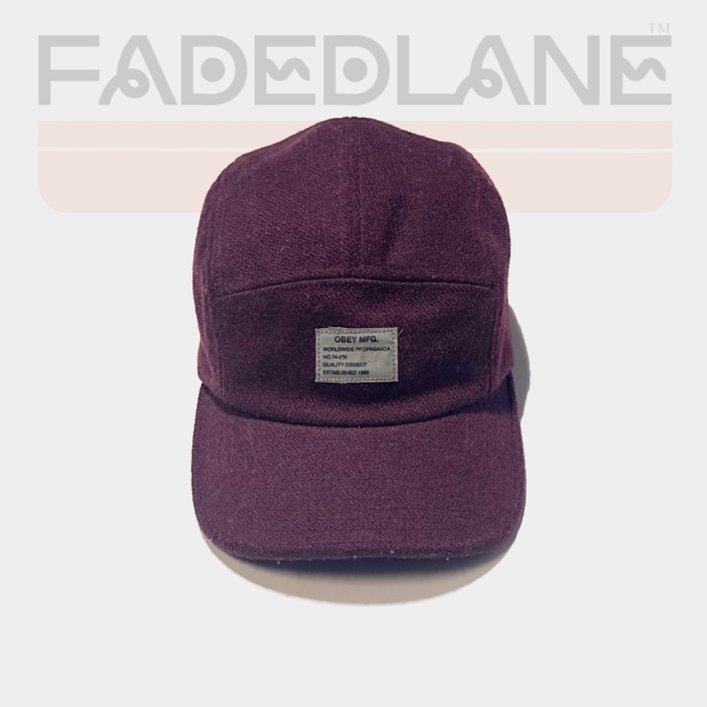 Obey Maroon Wool Blend 5 Panel Cap, One Size Fits All