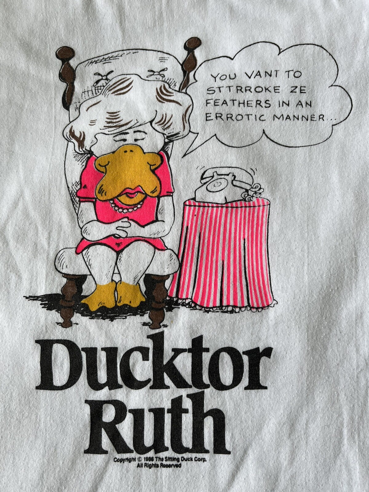 Vintage 1986 Ducktor Ruth Doctor You Vant To Tee Jays Graphic T Shirt Large 80’s