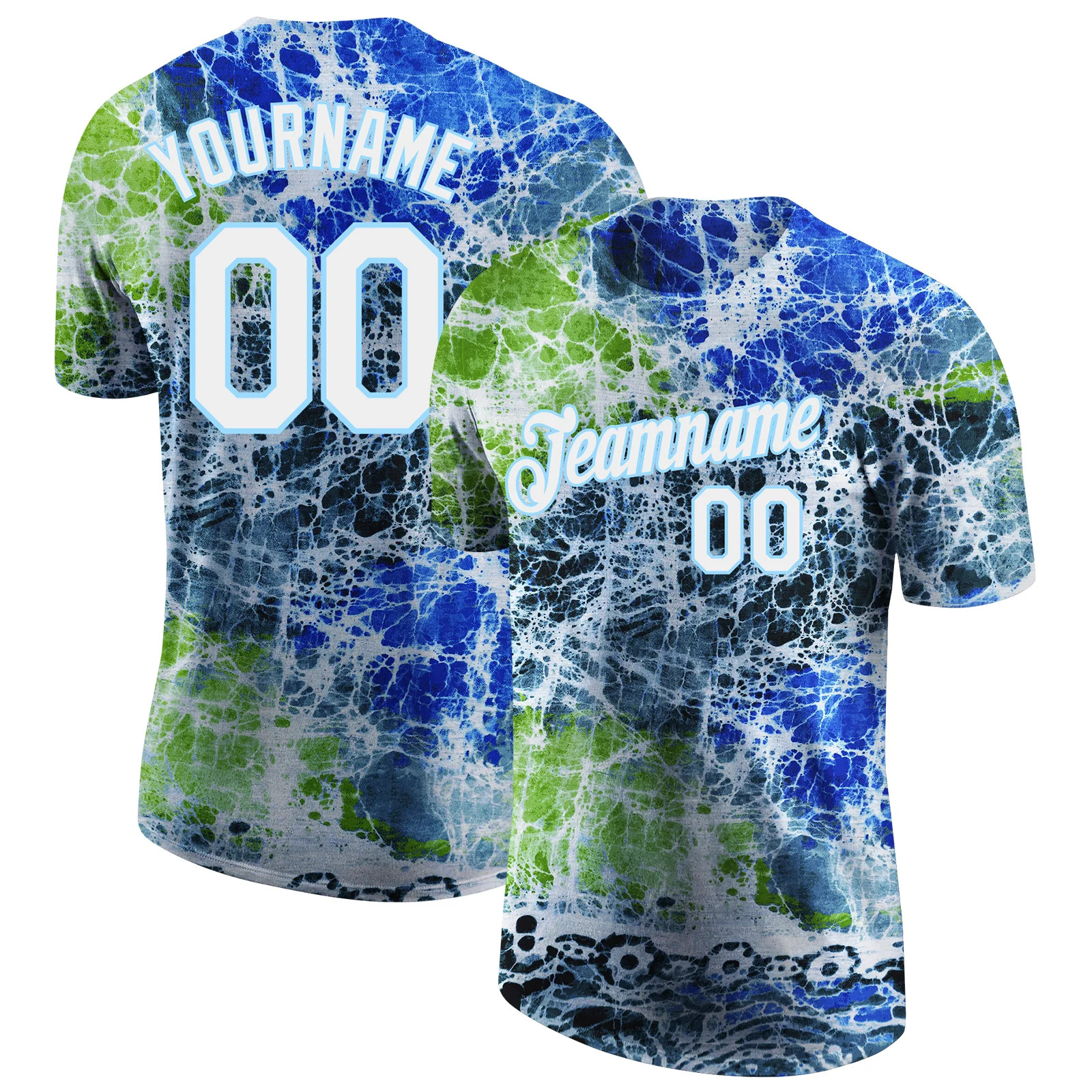 Custom Tie Dye White Light Blue Performance T-Shirt Personalized Gift for Men gallery