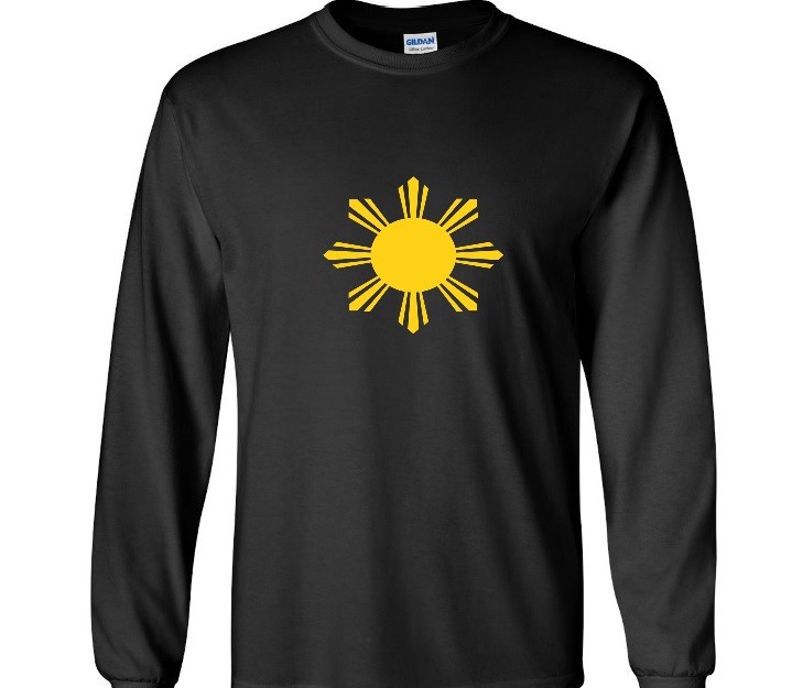 Yellow Filipino Flag Sun T-shirt Philippine Pride Long Sleeve Black Tee Shirt gallery