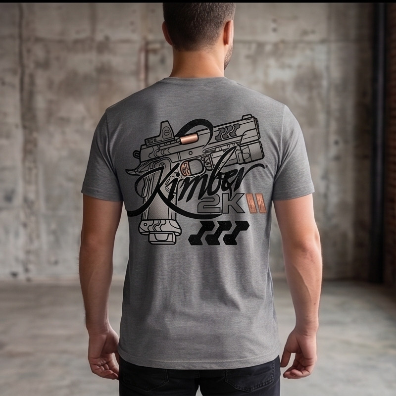 Custom 2KII Tactical Pistol T-Shirt - Grey Athletic Fit Tee - Premium Graphic gallery