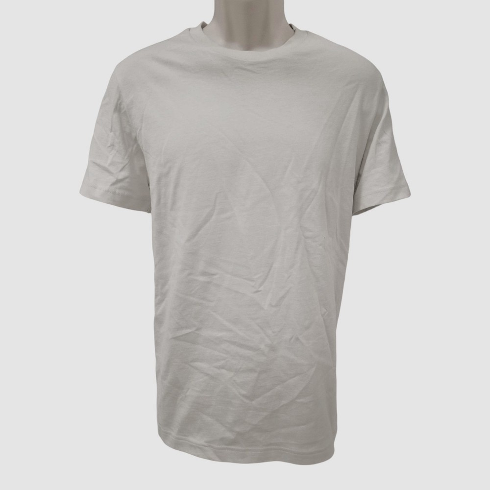 Moncler Men’s Gray Solid Tee Short-Sleeve Logo Patch T-Shirt Size M