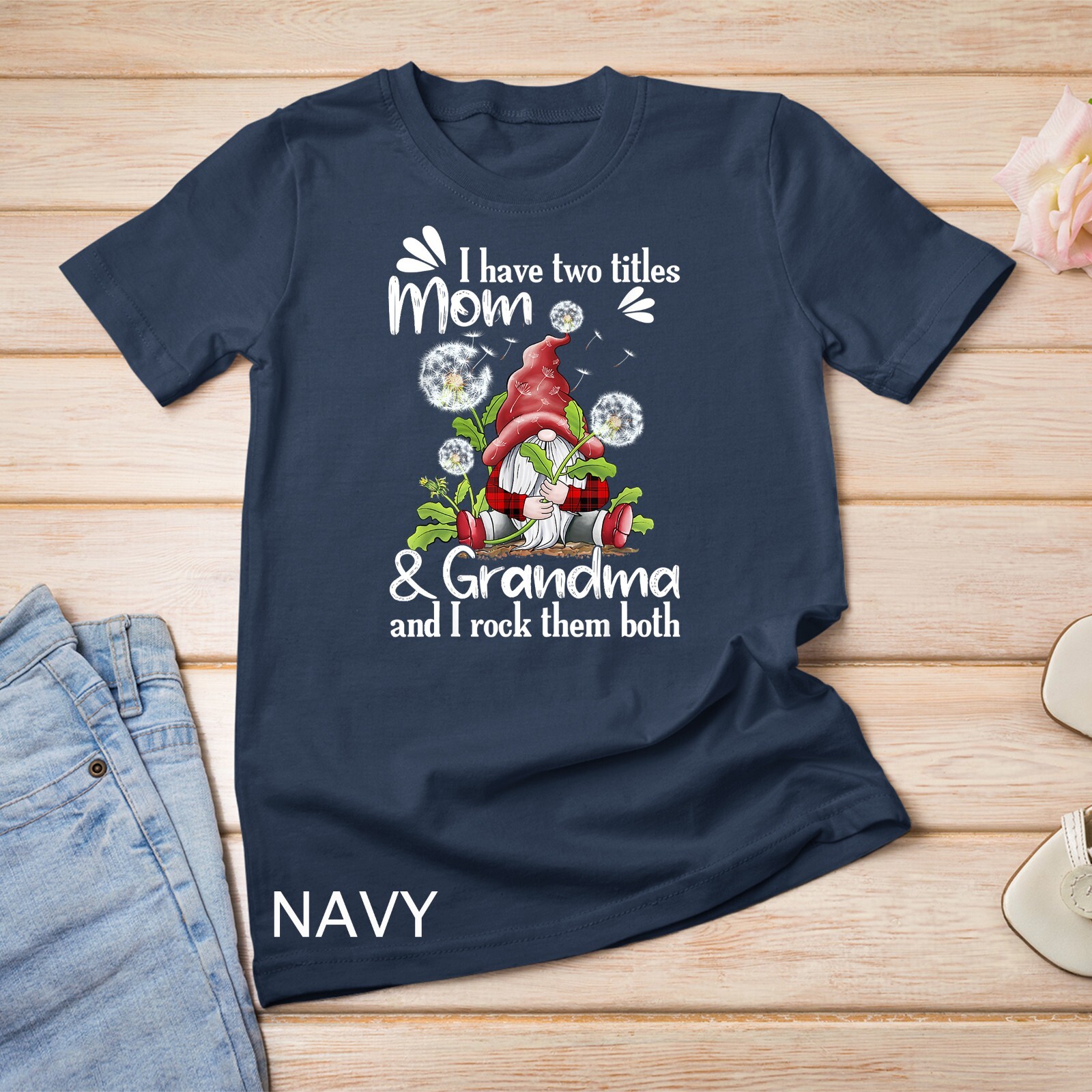 I have two titles MOM and grandma Dandelion Gnome mother day Unisex T-shirt gallery