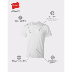 Hanes® Ultimate®Men’s 4-Pack X-Temp Mesh V-neck Tee “SPORT-TAGLESS®-KEEPS-COOL”