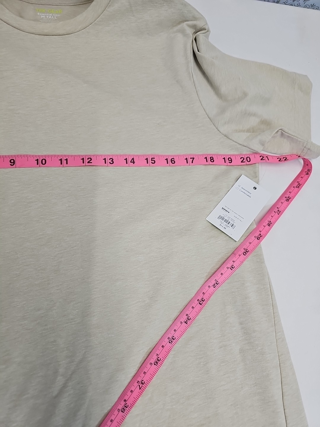 Tek Gear Essential Men's T-shirt Med Tall Beige Tan Solid Crew New With Tags gallery