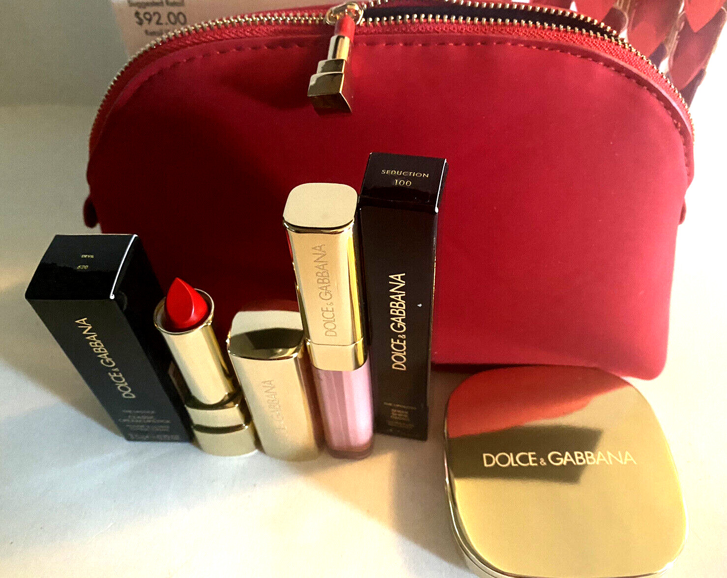 DOLCE & GABBANA SEDUCTIVE LIPS SET Devil 620 Lipstick+Sheer shine gloss+ Compact