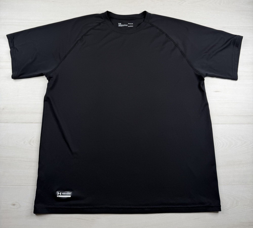 Under Armor Tactical Shirt Short Sleeve Black Loose HeatGear Wicking Mens L