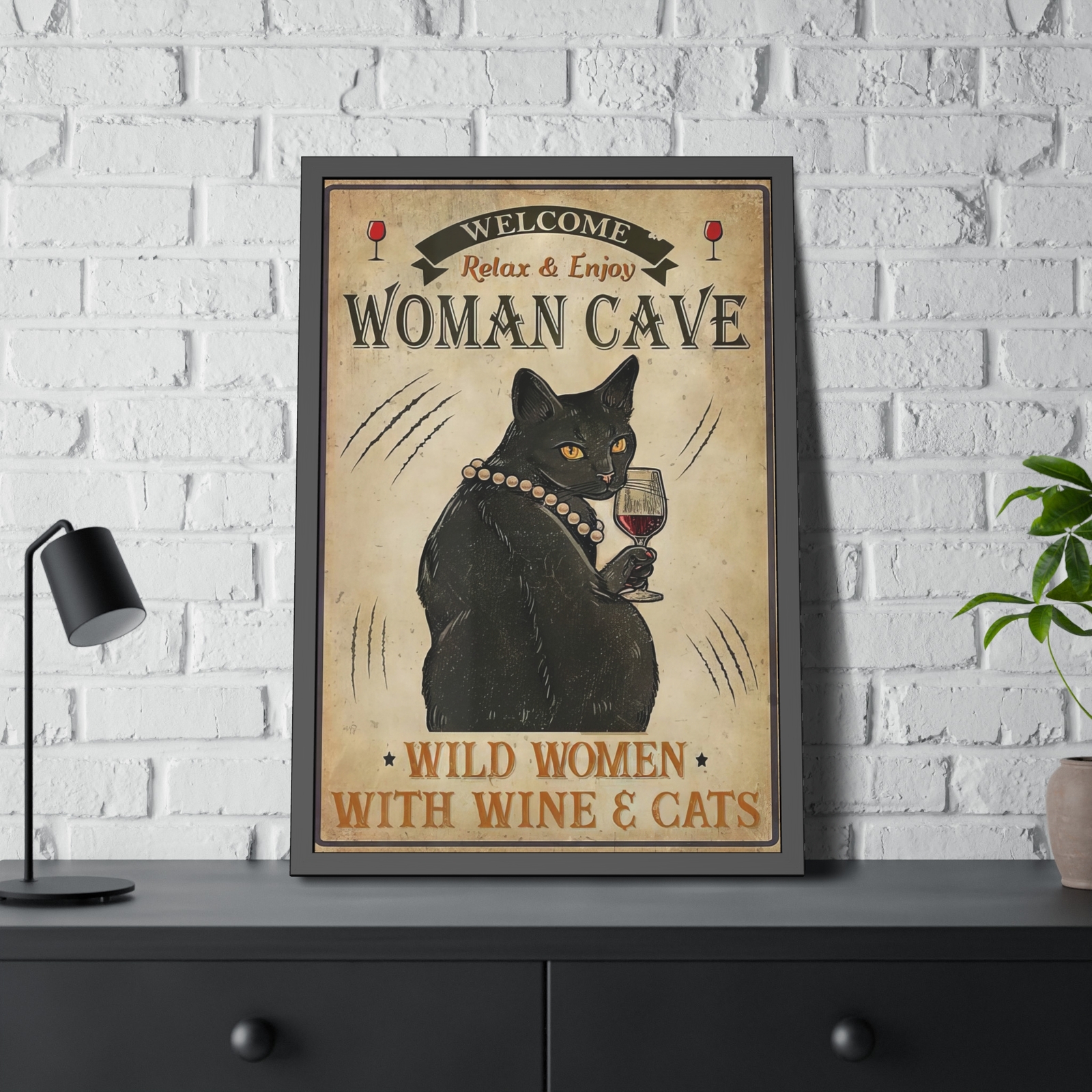 Vintage effect funny cat poster, high resolution print, gift for cat lover