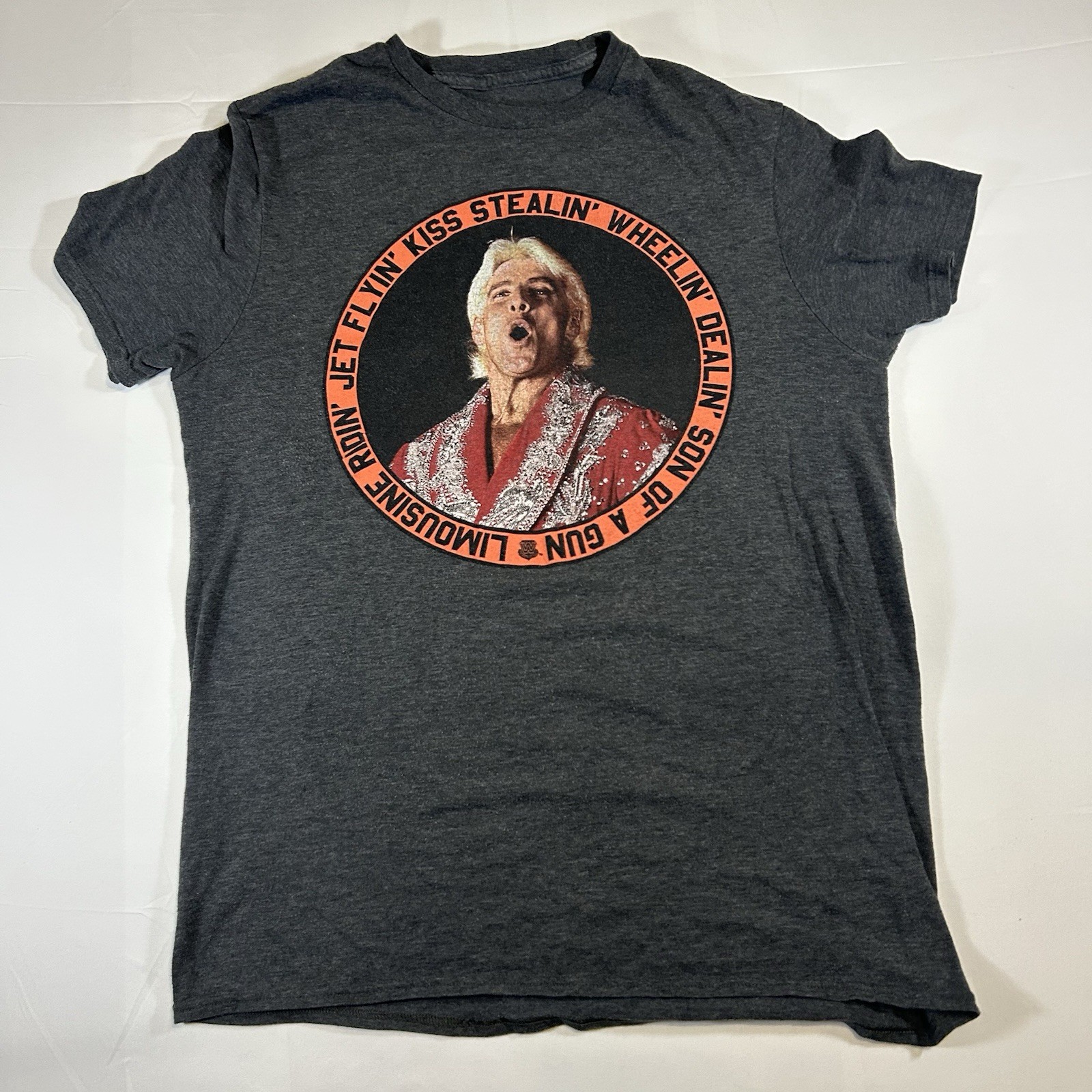 WWE Official Wrestling Champion Ric Flair Son Of A Gun Grey T-Shirt Size Medium gallery