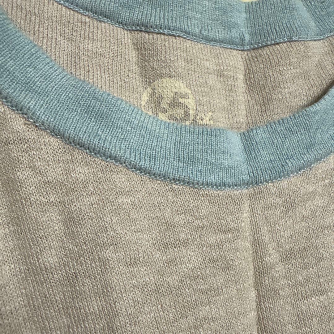 45rpm Crewneck T-shirt Beige Gray Blue Cotton Casual Used gallery