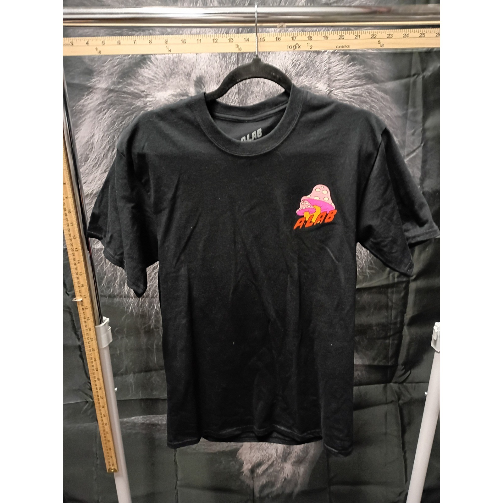 A-Lab Mens Choose Happy Mushroom Graphic T-Shirt Black Size Medium Short Sleeve