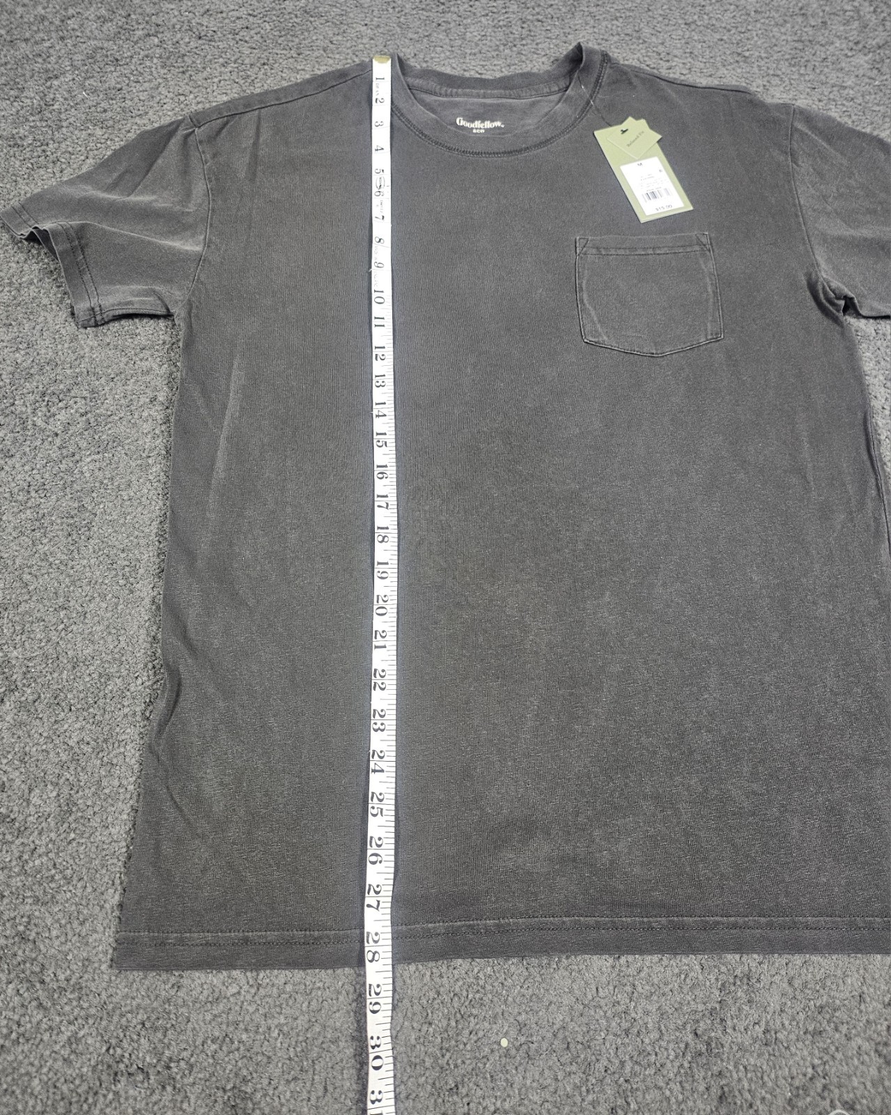 Men's Crew Neck T Shirt 2 PK Medium Black Charcoal Pocket Relaxed Fit Goodfellow gallery