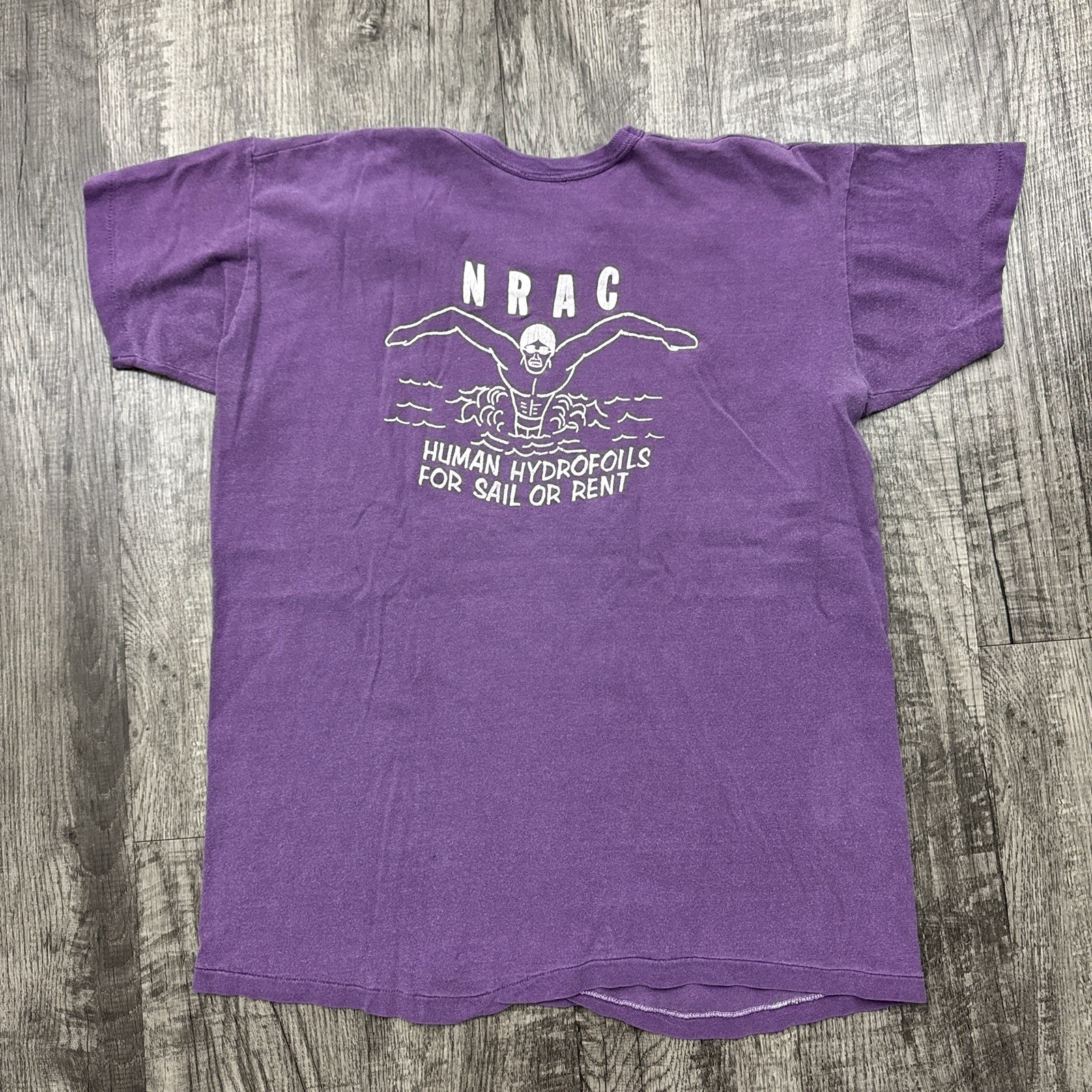 Vintage 60s 70s New Rochelle Aquatic Club Swim T Shirt New York Purple M gallery