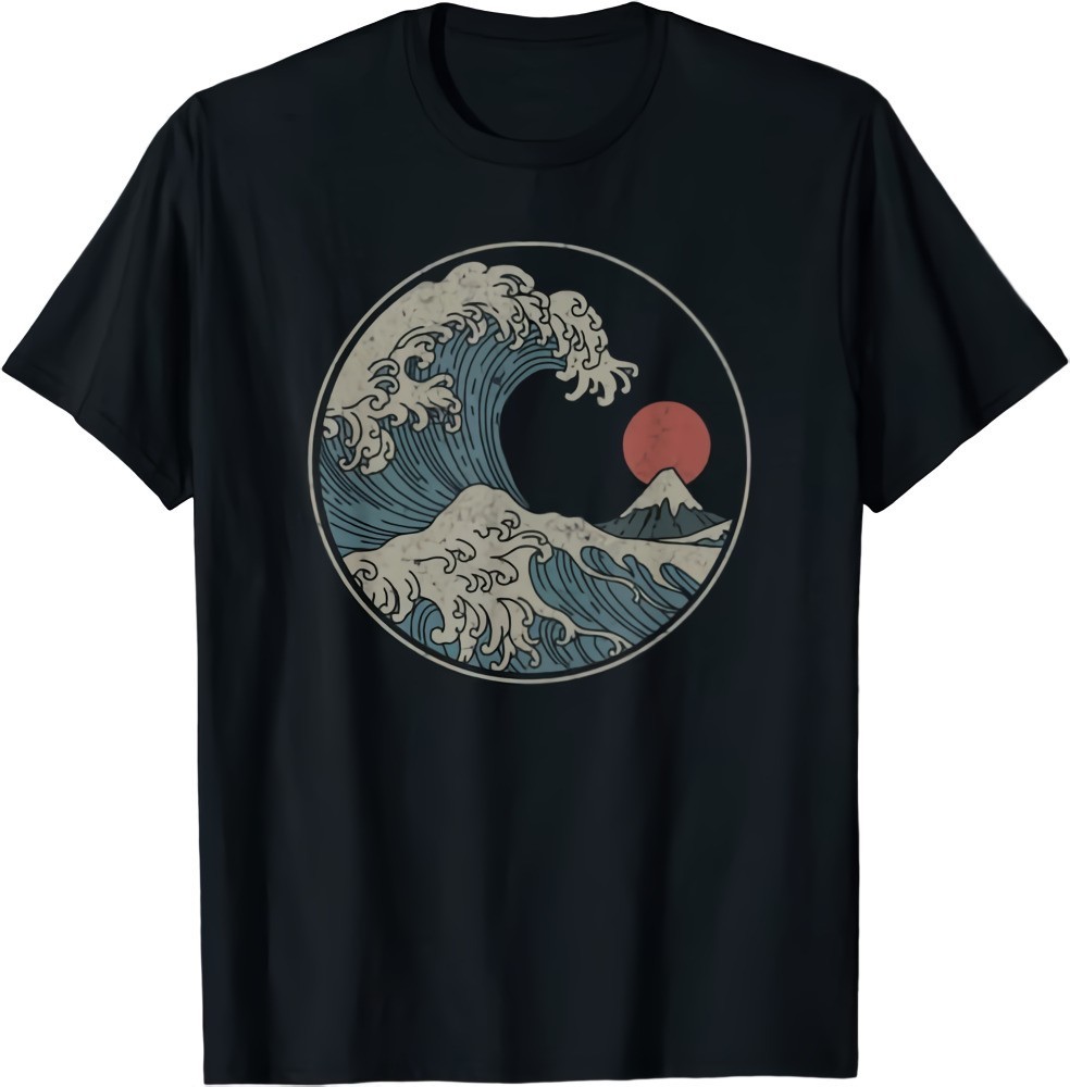 Great Wave off Kanagawa Japanese Art Aesthetic Tsunami T-Shirt For Men