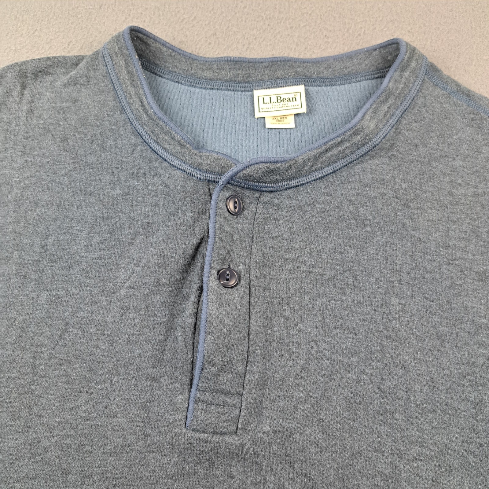LL Bean Henley Shirt Mens Size 2XL River Driver Cotton Wool Nylon Canada 02037 gallery