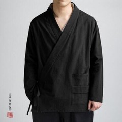 Men’s Chinese Hanfu Jacket Cotton Linen Tops Cardigan Casual Tang Suit Shirt SZ