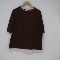 Wangzhichao Brown Layered Look Oversized Short Sleeve T-Shirt Mens XL