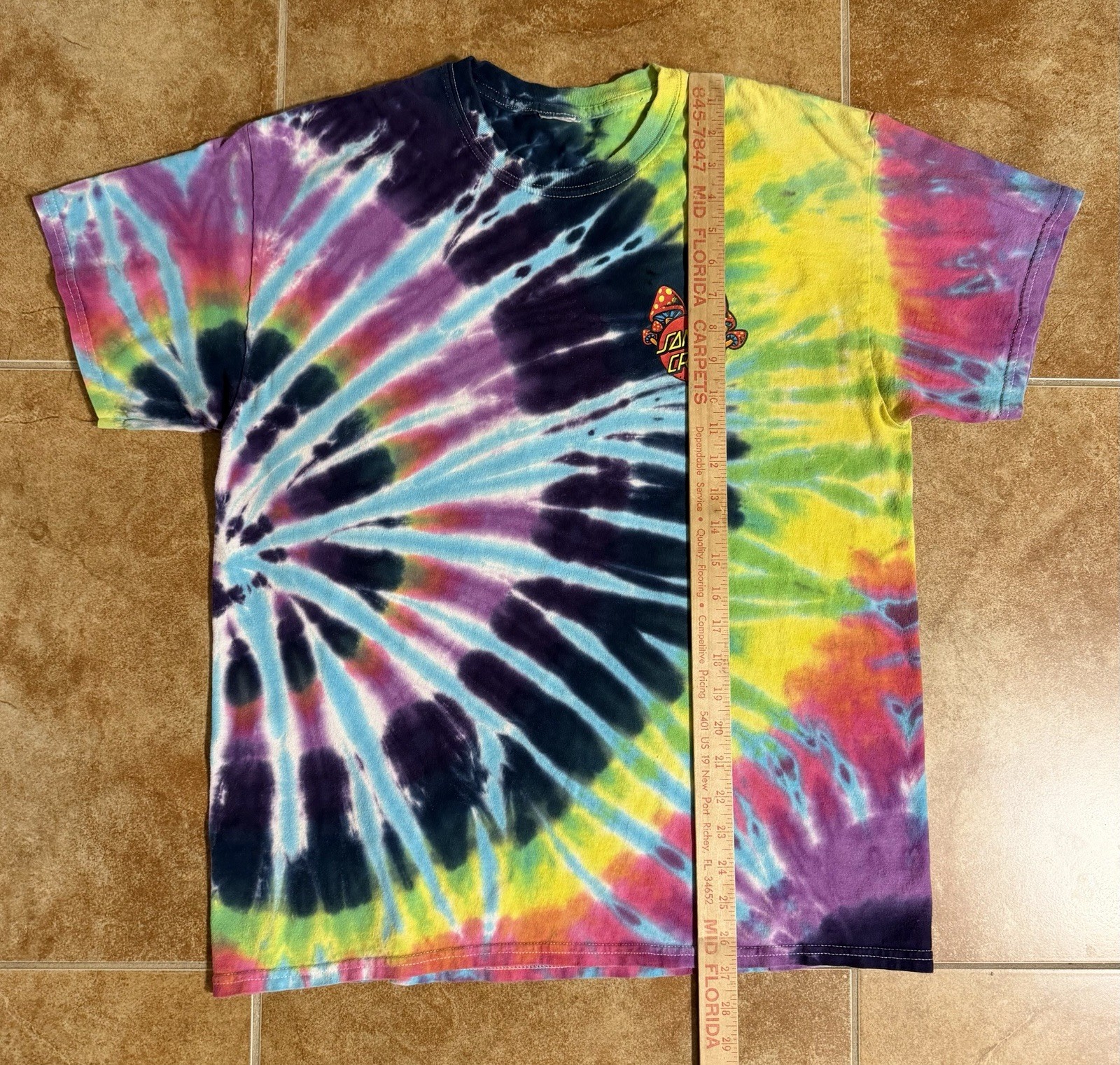 Santa Cruz Skateboards Tie Dye Short Sleeve Tee Shirt Graphic Print Mushrooms LG gallery