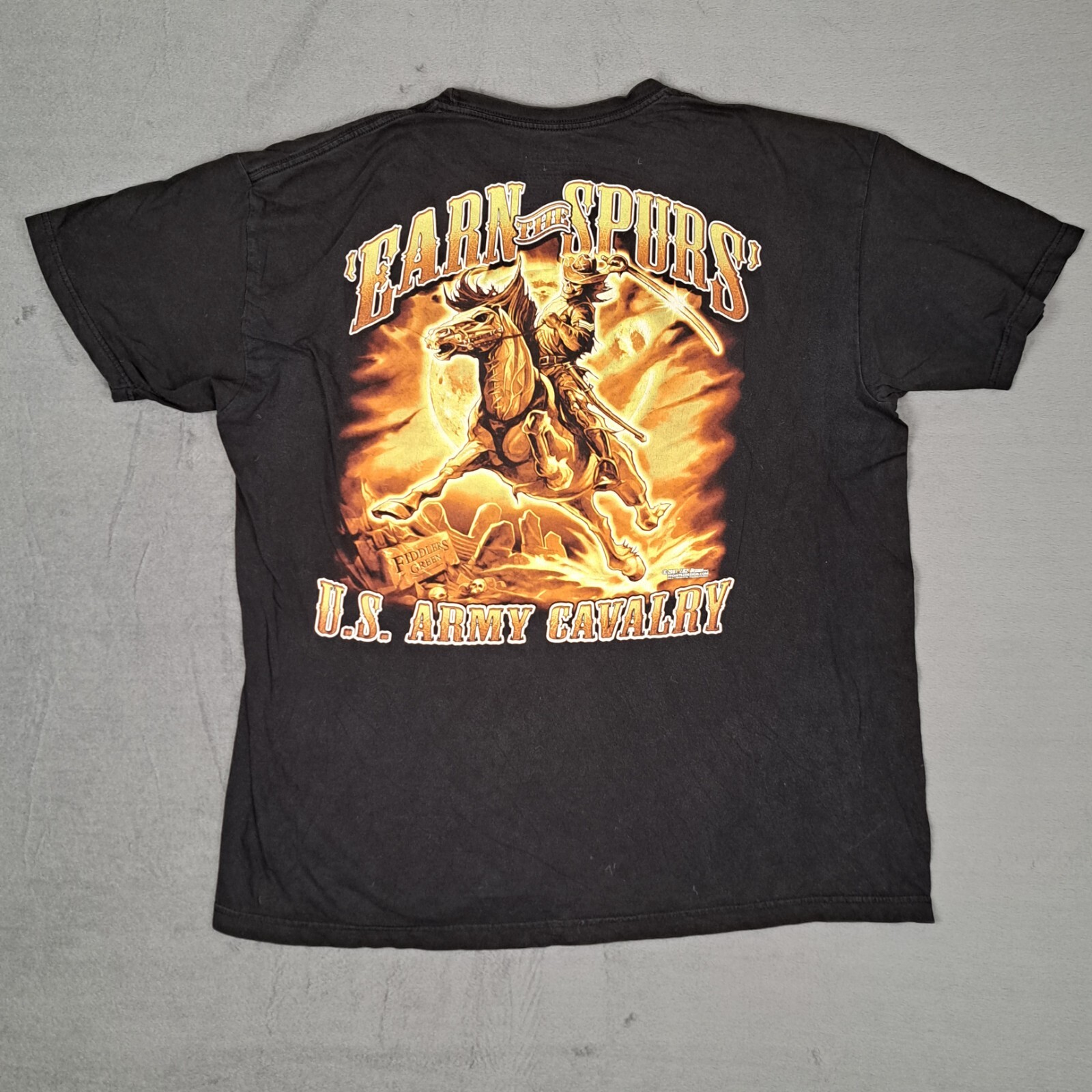 US Army Cavalry Shirt Men’s XL Earn The Spurs Skull Military Apparel Y2K *READ