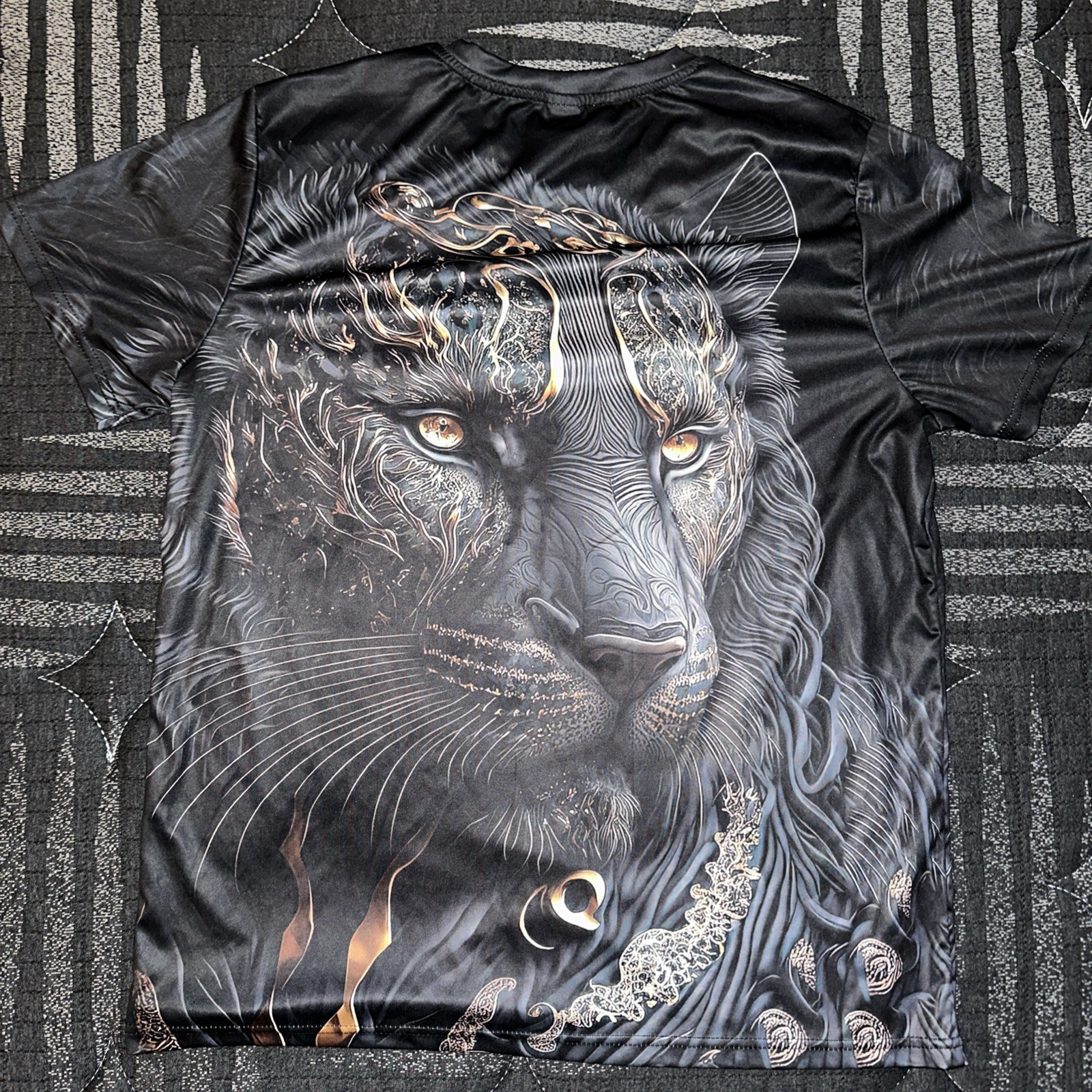 Panther Lion Print Tees Tops Summer Casual Animal Men size L gallery