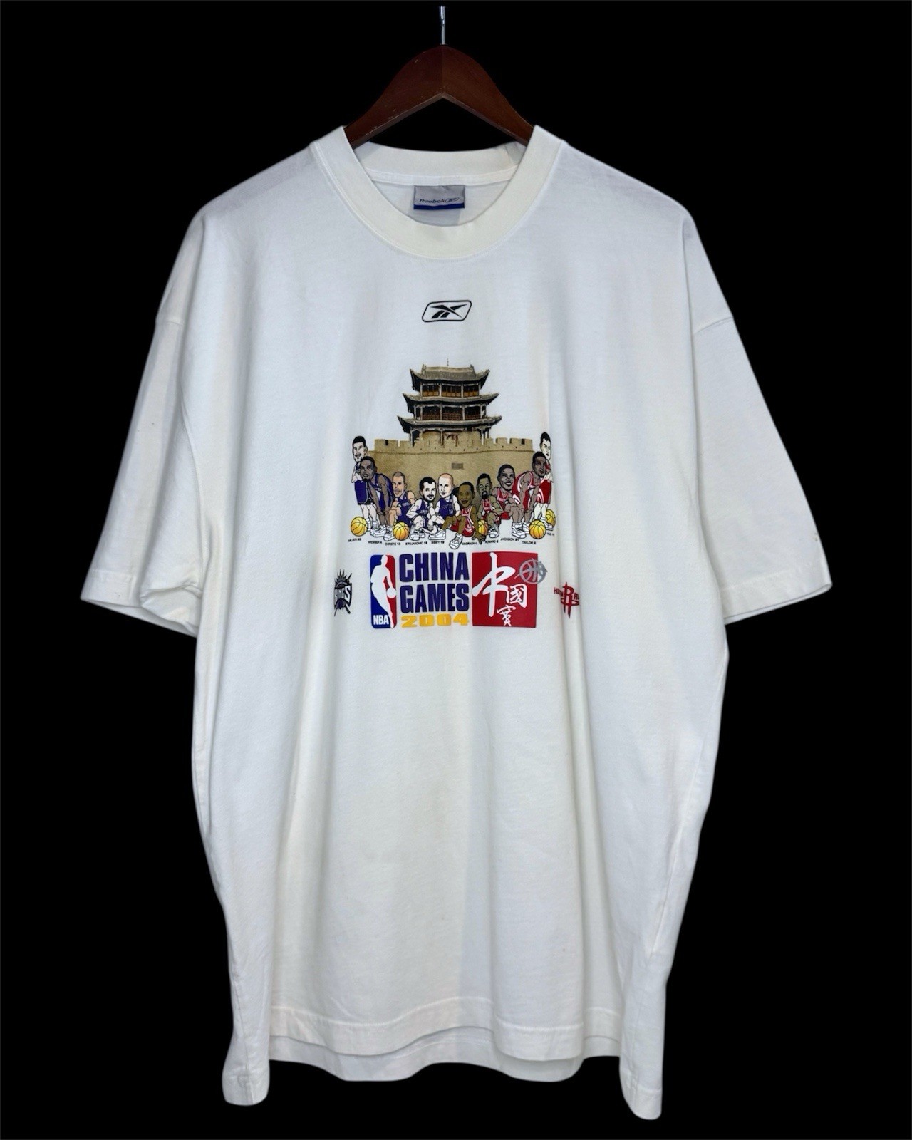 Vintage 2004 Reebok NBA China Games Kings Versus Rockets Tee Shirt Size XL gallery