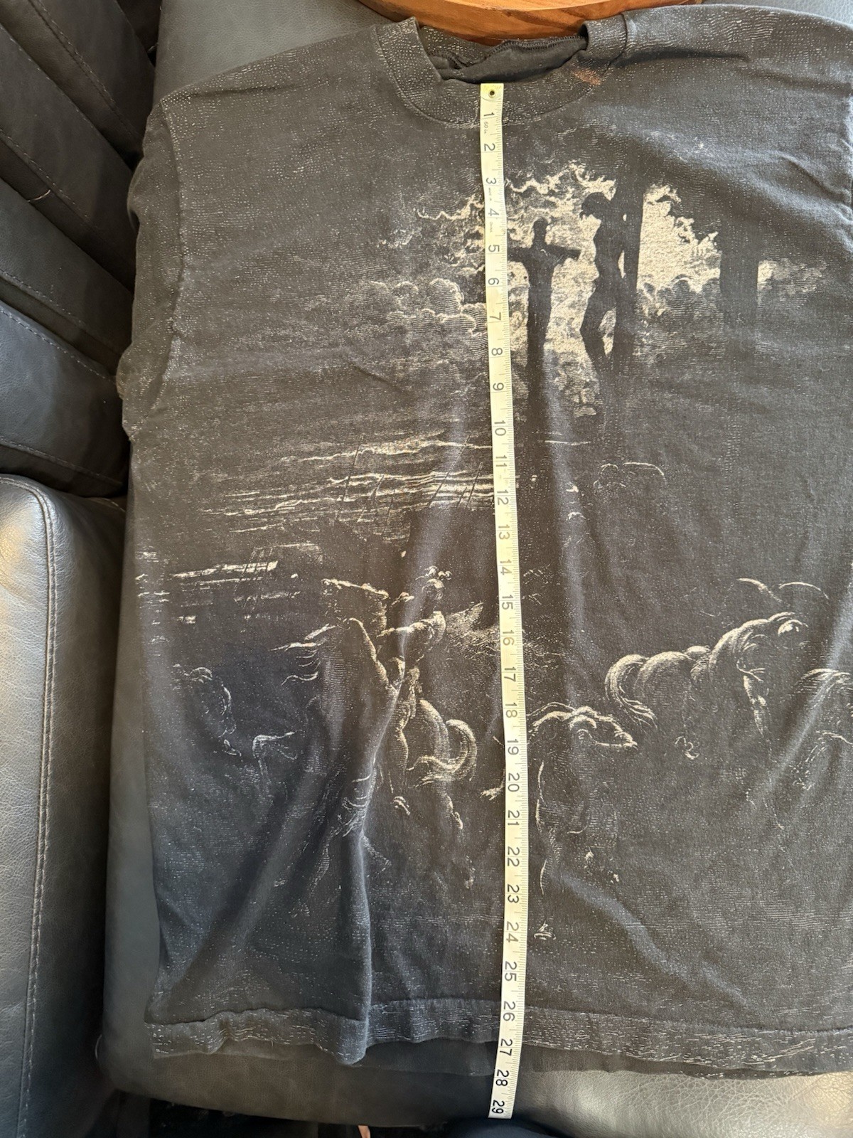 Vintage 90s Gustave Dore Crucifixion AOP T-Shirt Dbl-Sided Single Stitch Boxy XL gallery