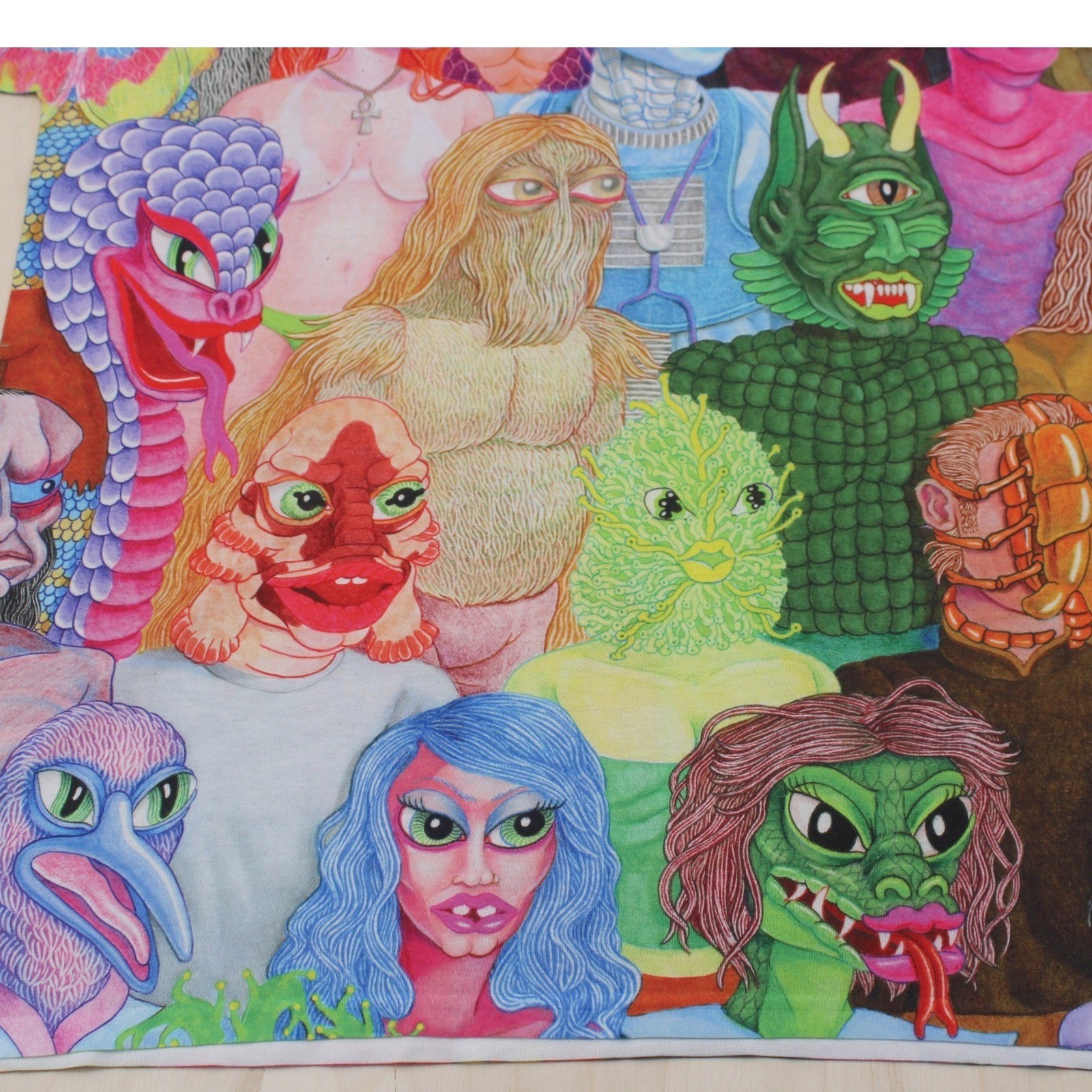 Mens Artistic All Over Print Alien Monster Graphic Tee Multicolor Threadless 2XL gallery