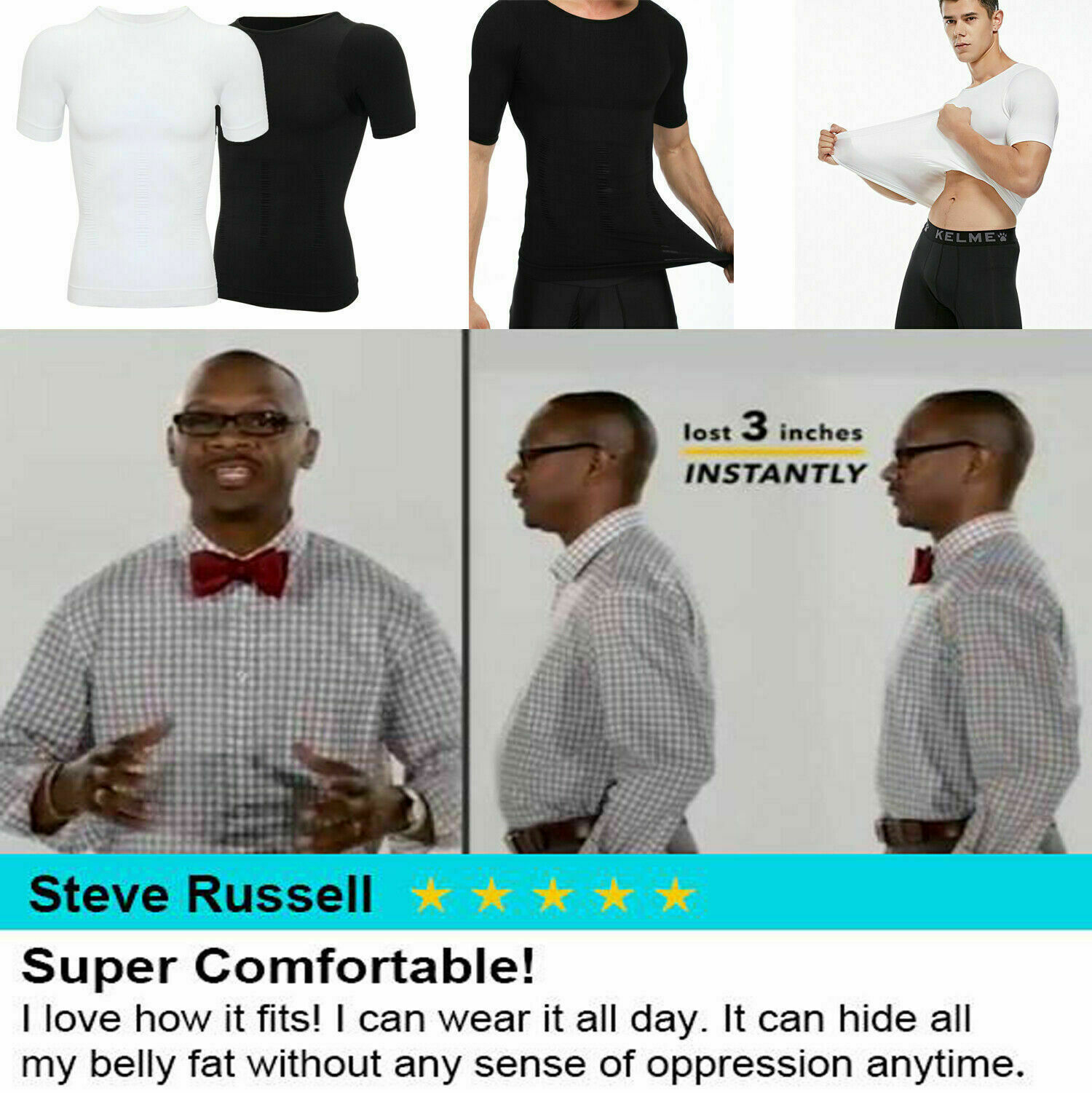 Men's Fashion Compression T-Shirt Body Shaper Crew Neck Muscle Workout Tank Top gallery