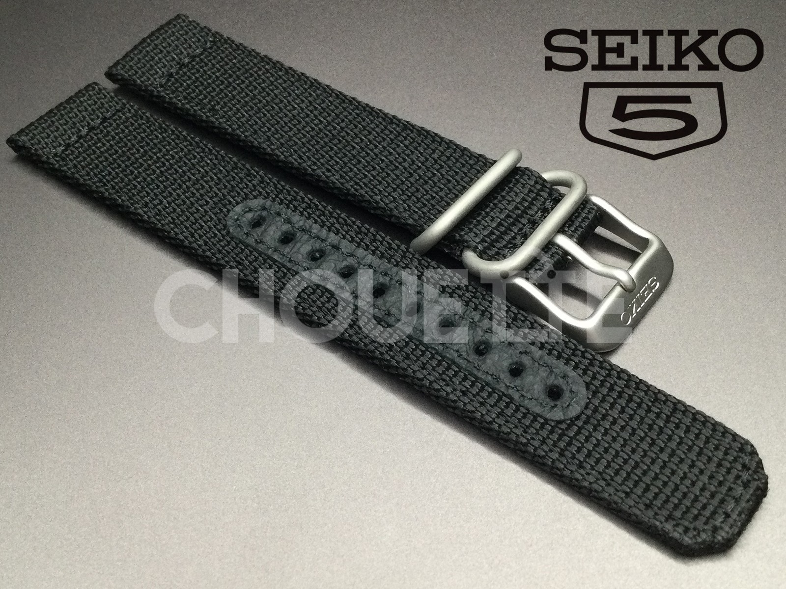 Seiko 5 SNK809 SNKN33 /  7S26-02J0 18mm Black Nylon Watch Strap 4K13JZ with PINS