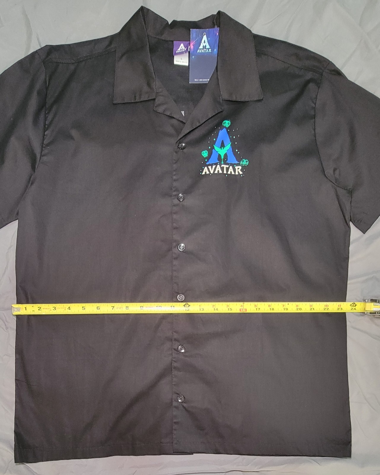 Avatar Pandora Camp Shirt Men Large Black Button Front Disney World Animal... gallery