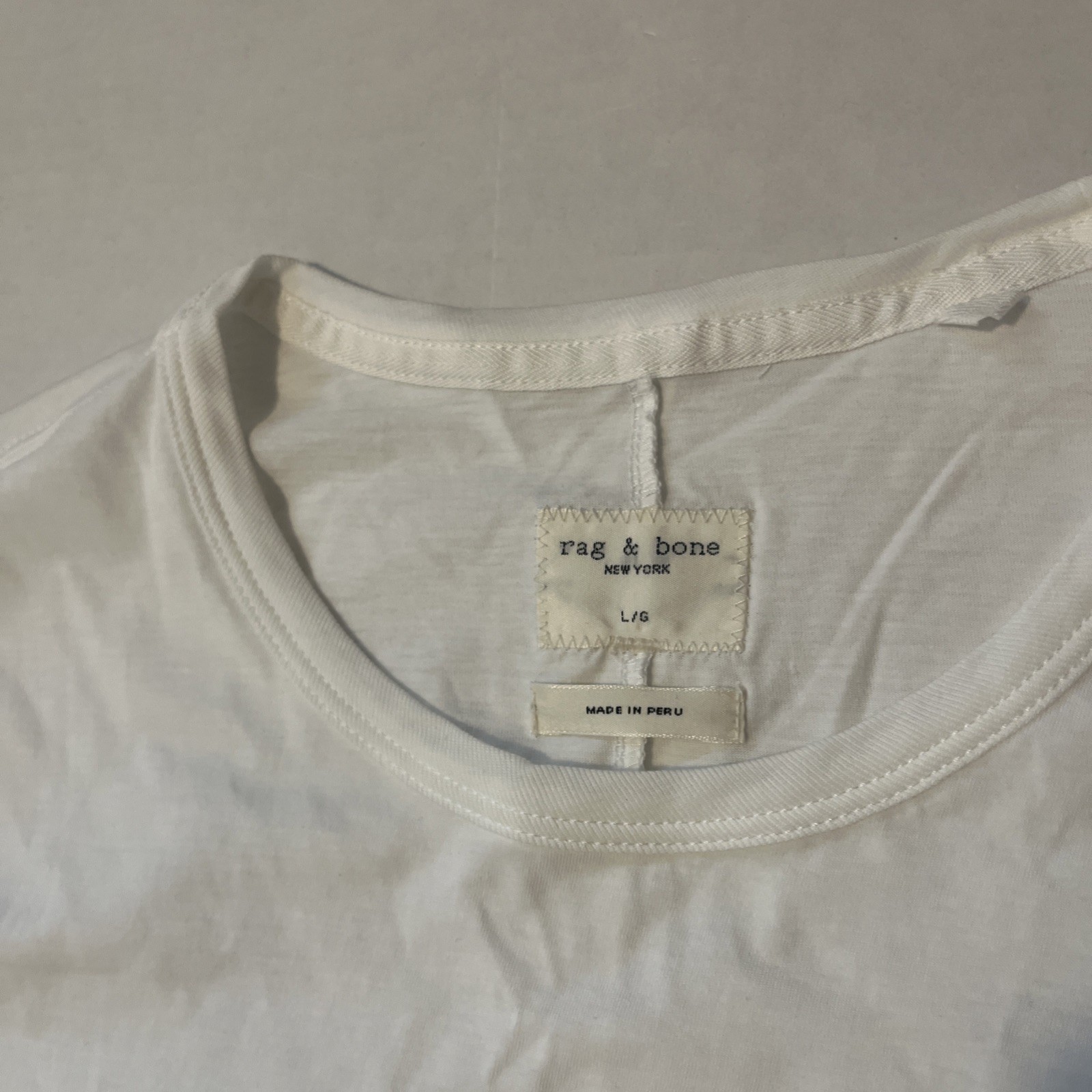 Rag And Bone Long Sleeve White T Shirt Men’s Size Large Casual Cotton Peru Made gallery