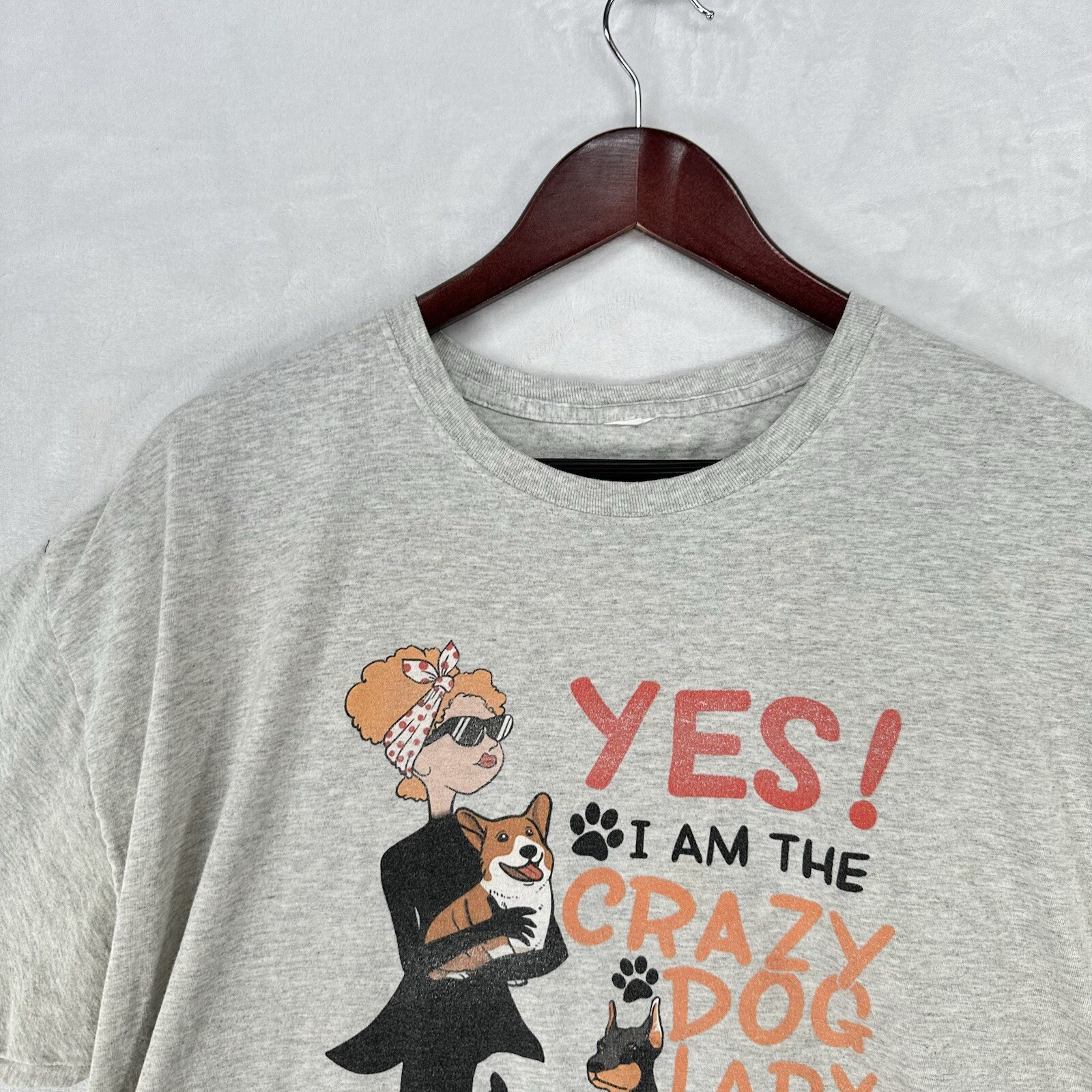 Vintage Crazy Dog Lady Shirt Mens XL Gray 90s Y2K Funny Unisex Animal gallery