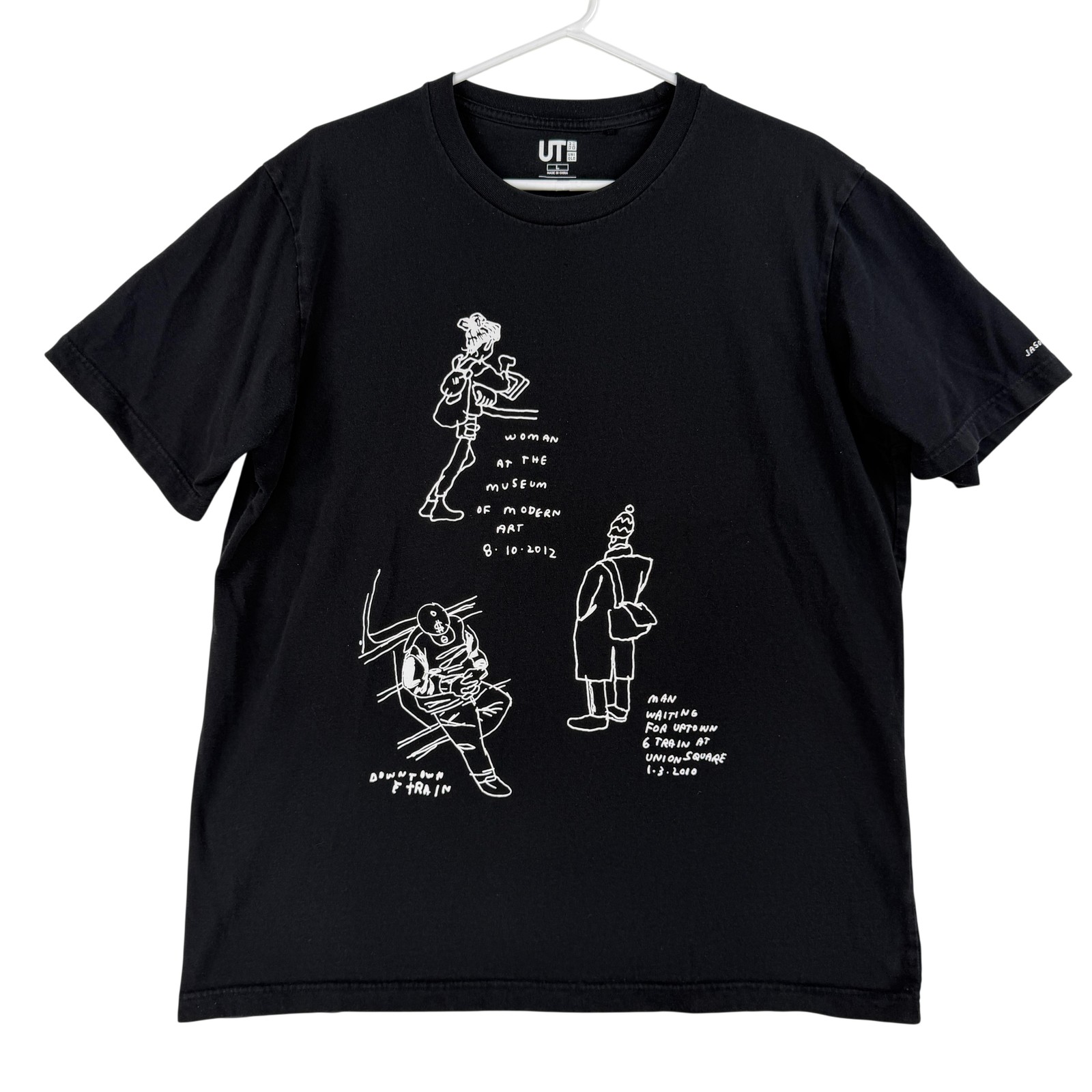 Uniqlo UT Jason Polan Shirt Mens Large Black MoMA Sketch Graphic Tee T-Shirt