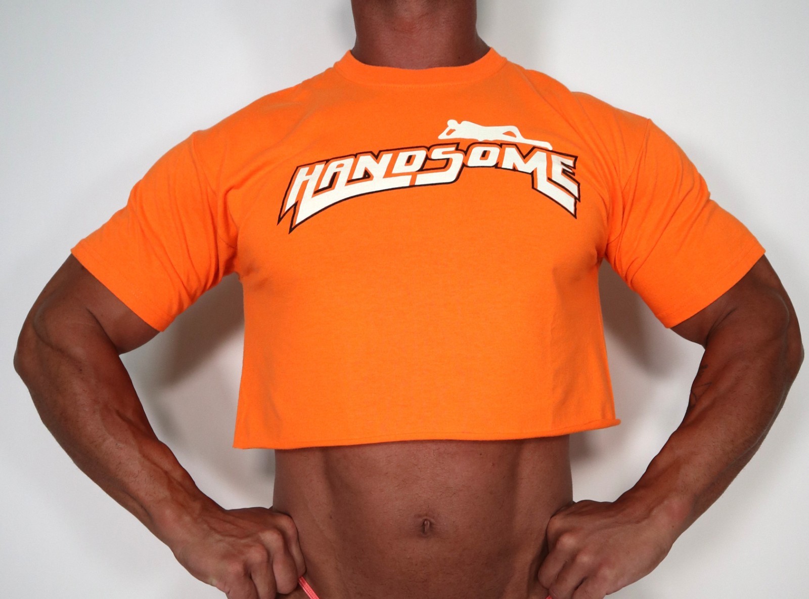 ORANGE "HANDSOME" CROPPED MEN'S T-SHIRT SIZE L gallery