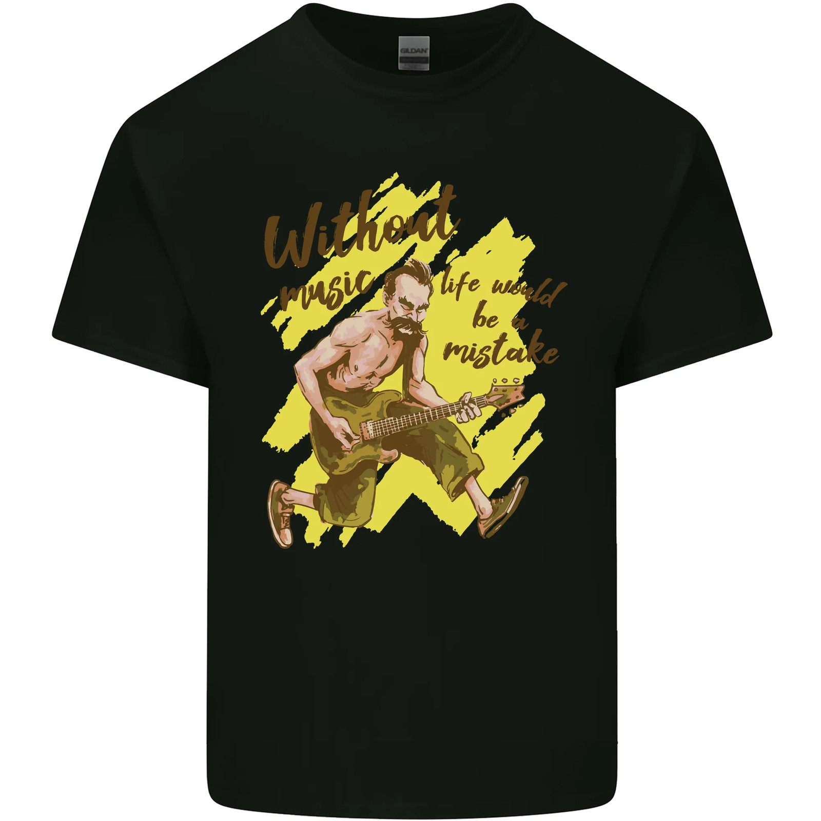 Without Music Life Would Be a Mistake Guitar Mens Cotton T-Shirt Tee Top gallery