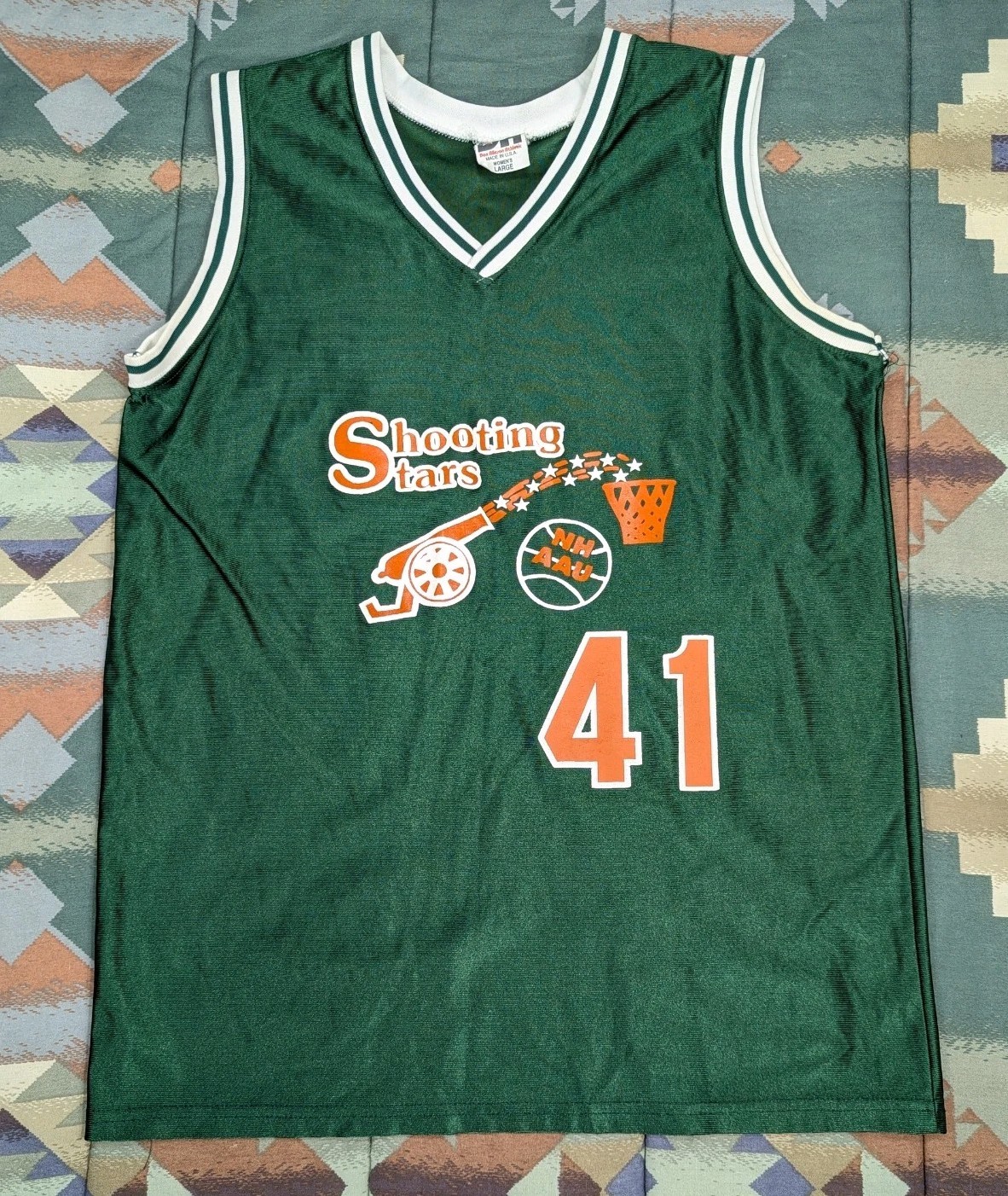 DON ALLISON Vtg New Hampshire AAU Shooting Stars Basketball Jersey Shiny Large