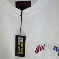 Godspeed Mainline Collection White Embroidered Logo Graphic Crew Neck Tee, L