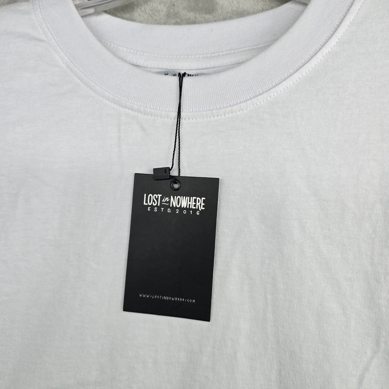 LINW LOST in NOWHERE Mens White Oversized Cropped tee T Shirt XL Handmade gallery